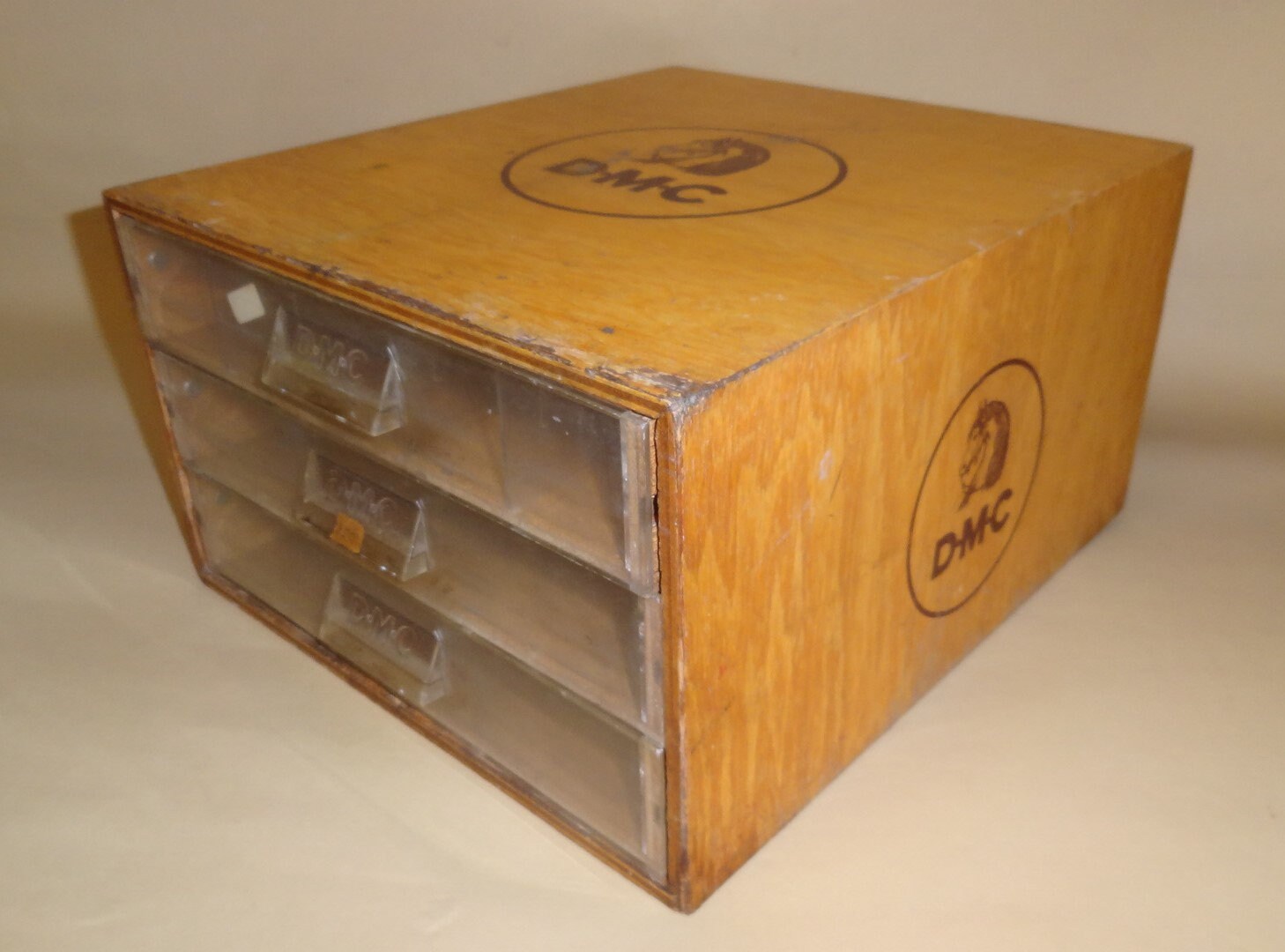Vtg DMC THREAD Wooden Display Chest W/ Drawers Etsy