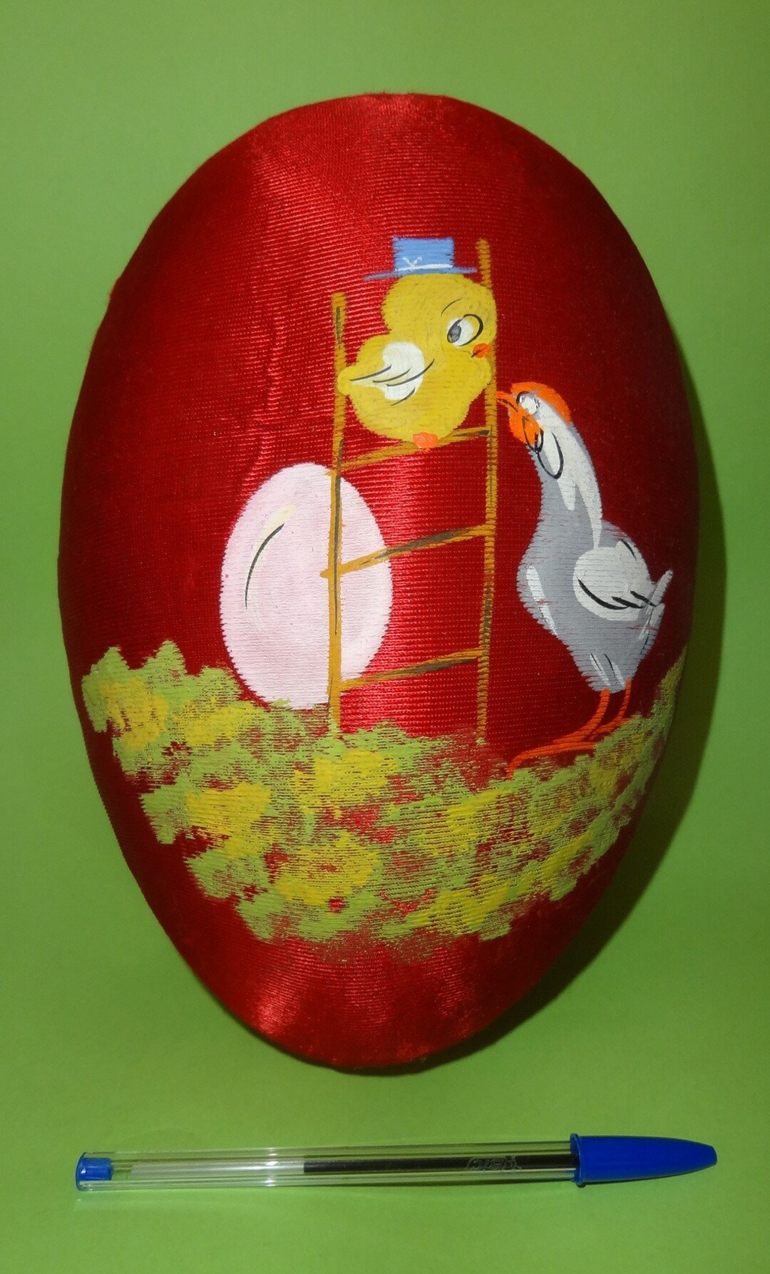 大きな ひよこ 壁飾り アンティーク 黄色 小物入れ イースター