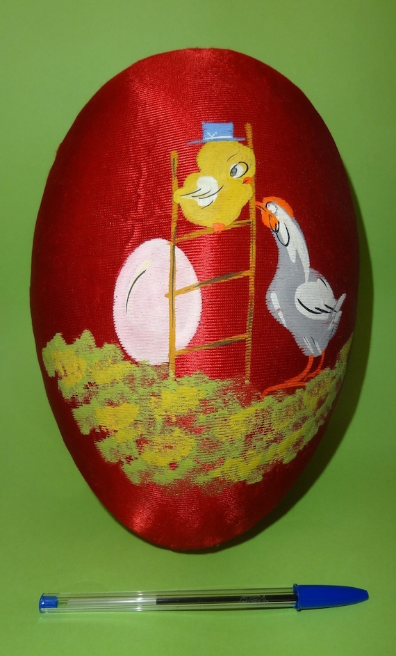 大きな ひよこ 壁飾り アンティーク 黄色 小物入れ イースター