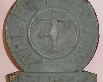 THE BRITISH LAW Fire Company Tin Insurance Sign England 1940's, London Assurance Office Original Metal Embossed Wall Plaque!