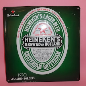 ハイネケンのラガービールブリキ製金属広告看板、ハイネケンのビール醸造所蒸留所金属看板、パブクラブカフェビール看板装飾