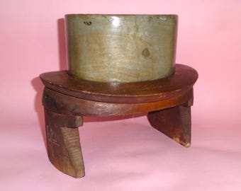 Vtg WOODEN HAT CAP Mold Greece 1930&#39;s, Old Millinery Top Hat Topper Hat Mold Blocks, Old Hatmaking Cap Mold Blocks 30&#39;s, Old Hat Mold Blocks