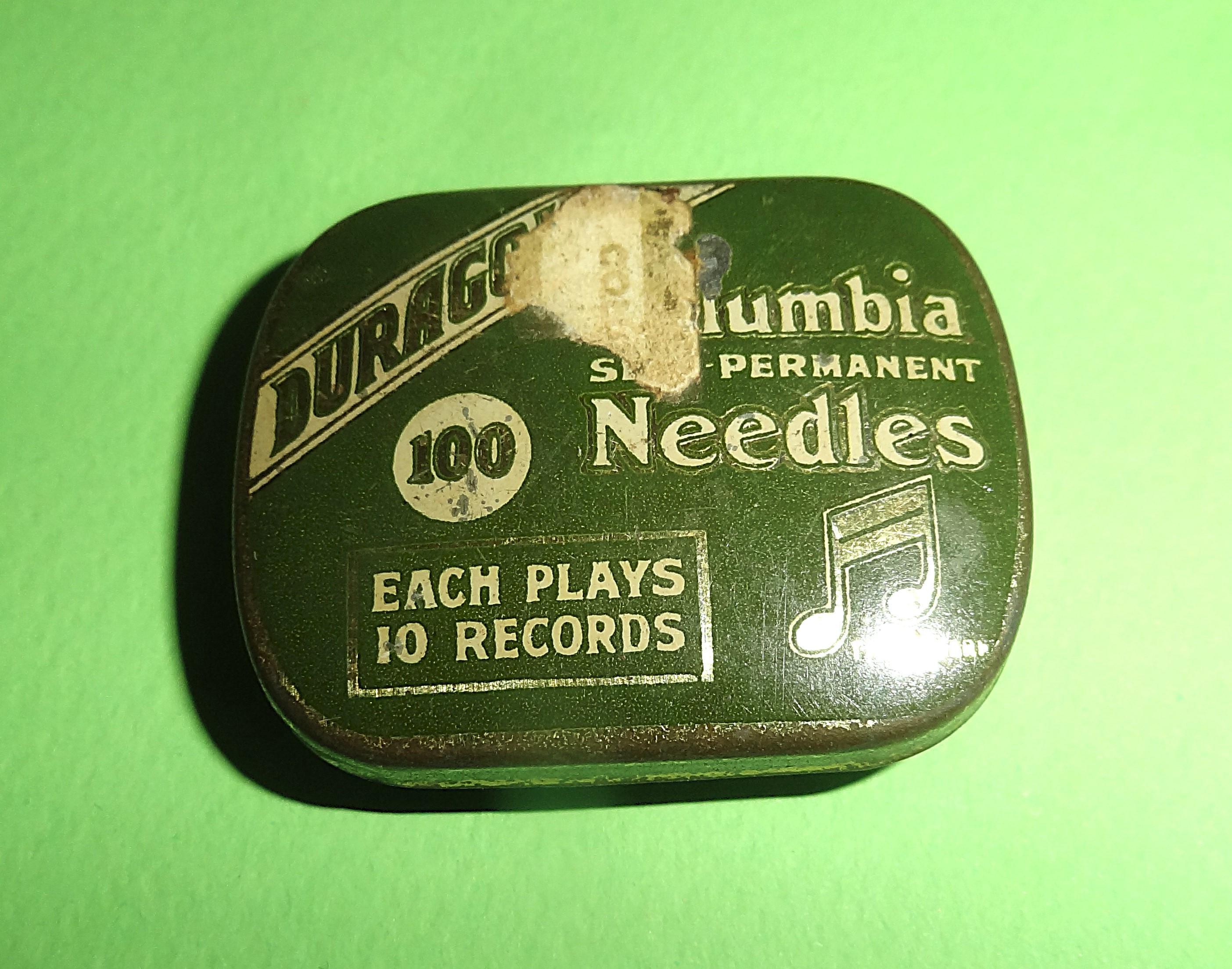 Vintage COLUMBIA GRAMOPHONE NEEDLE Tin Box 1950's, England