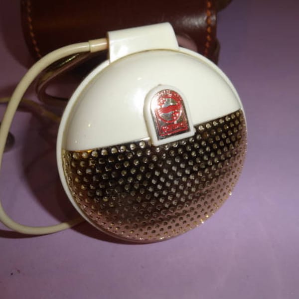 VTG PHILIPS MIKROFON In Ledertasche Made in Holland 1960er Jahre, altes Radio zeigen Philips Mikrofon, Philips EL 3750 / 00 Dynamisches Tischmikrofon