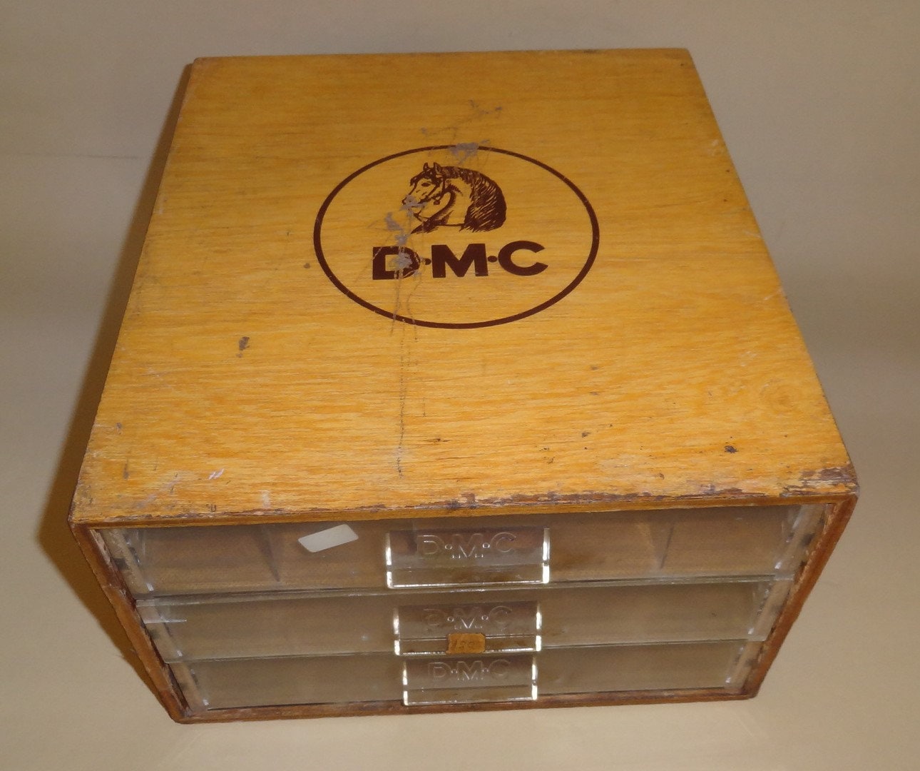 Vtg DMC THREAD Wooden Display Chest W/ Drawers Etsy
