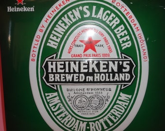HEINEKEN'S LAGER BEER Tin Metal Advertising Sign, Heineken's Beer