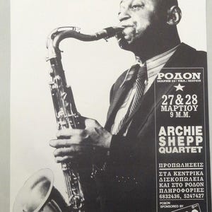 ARCHIE SHEPP QUARTET Jazz Rodon Club Athens Poster 1980-90's, Original Jazz Musik Poster