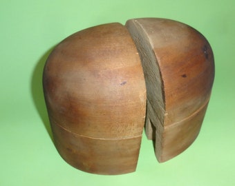 ANTIQUE HAT MOLD Blocks 1930, Old Wooden Cap Mold Mould Greece, Original Pork Pie Bucket Cap Factory Mold Block, Millinery Hatmaking Mold