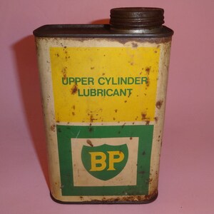Vtg BP Schmiermittel Motoröl Blechdose Büchsendose 1970er Jahre, alte BP Automobilmaschinen Ölkanne, Tankstelle Gazolin Petroleumdose Behälter 70er Jahre
