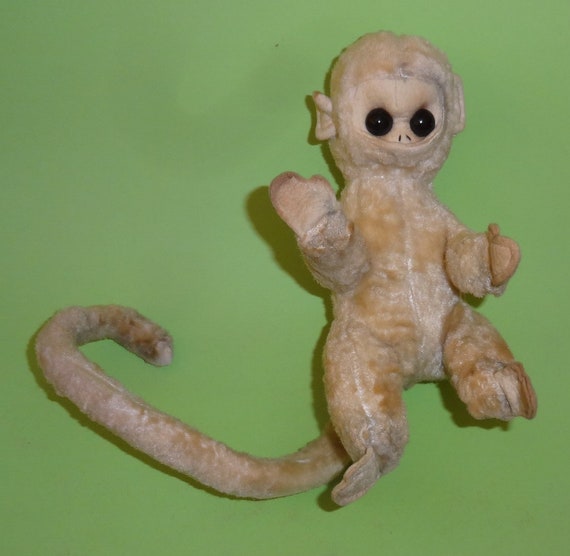 Vtg STUFFED MONKEY DOLL 1960 s Copy Steiff Plush Mohair Baby