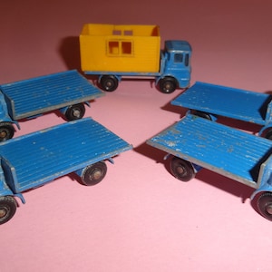 Vtg MATCHBOX TRUCKS LOT x 5 Site Hut Diecast Trucks N.60 Lesney England 1969, Old Collectible Matchbox Diecast Truck Car Vehicles 1960's