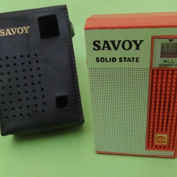 Vtg SAVOY TRANSISTOR RADIO in Original Black Case Great Britain 1970-80s, Savoy Miniature Transistor Radio, Old Collectible Transistor Radio