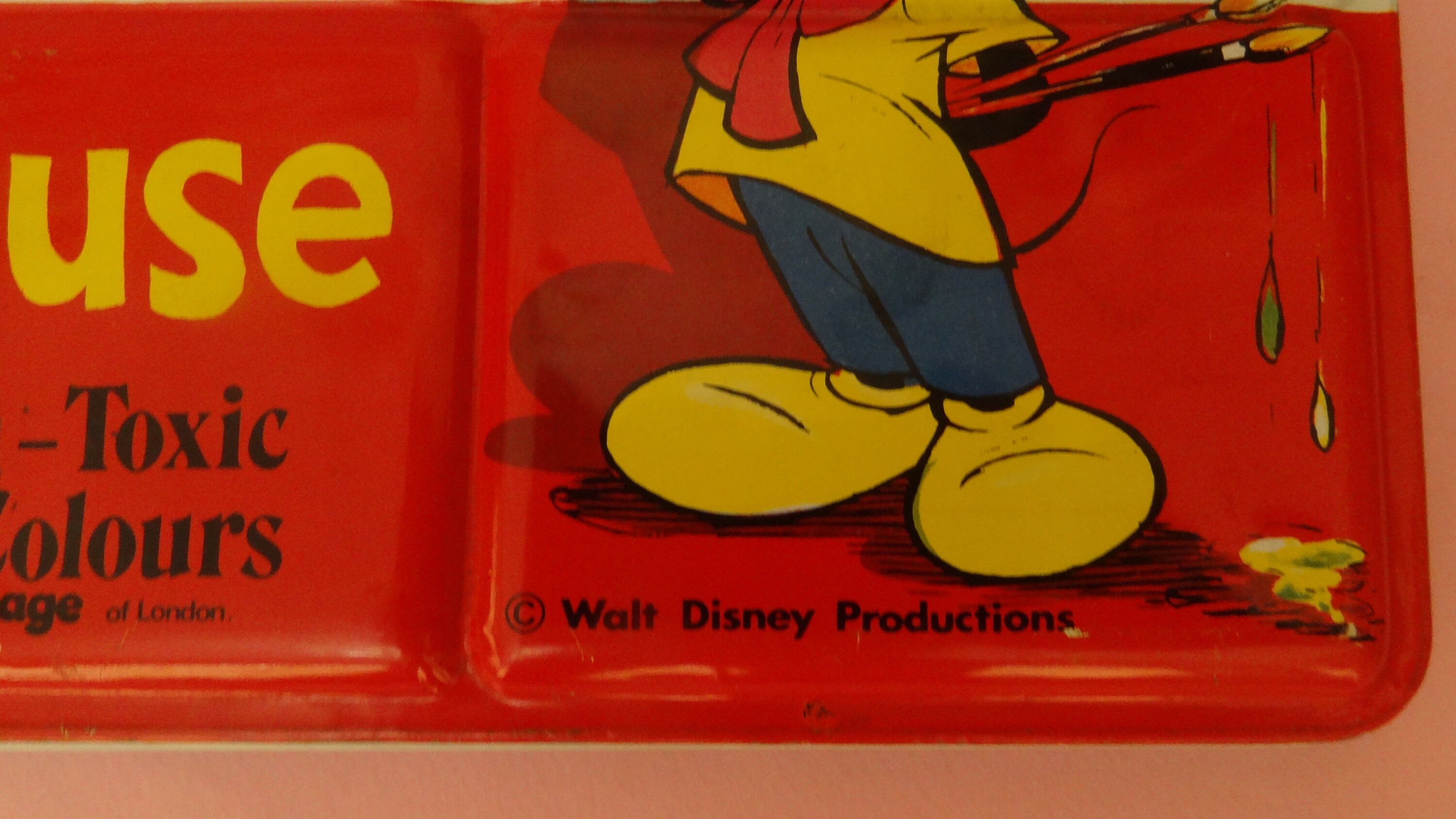 ♥ WALT DISNEY'S Mickey Mouse PAINT BOX ♥ Vtg MICKEY MOUSE WATERCOLORS Tin Litho Paint Box 1970's