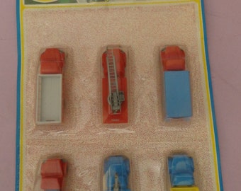Vtg GREEK JOY-TOY Car Trucks Blister 1970&#39;s N.107, Toy Car Trucks & Fire Brigade in Sealed Package, Collectible Kids Penny Toy Car Vehicles