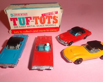Old TUF-TOTS DIECAST Cars w/ Box England 1970's, Great Britain Diecast Cars, Small Metal Car Toys Different Colors