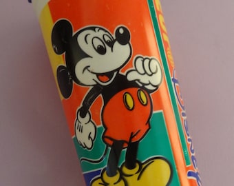 Vtg MICKEY MOUSE CUP Walt Disney Collection 1980&#39;s, Mickey Mouse Drinking Cup Euro Disney, Mickey Eros Products London Plastic Cup w/ Straw