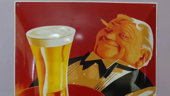 HEINEKEN BIER BEER Metal Enamel Advertising Sign 1990's, Holland