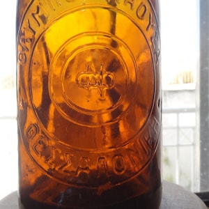 Vtg OLYMPOS NAOUSSA BEER Bottle Salonika Greece 1930s, Greek Beer Distillery Pub Club Spirits Collectible Beer Bottle, Old Glass Beer Bottle