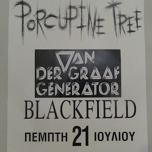 Vtg Original PORCUPINE TREE Big POSTER w/ Blackfield & Van Der Graaf Generator Live Lycabetus Athens Greece, British Bands Rock Poster 55x85