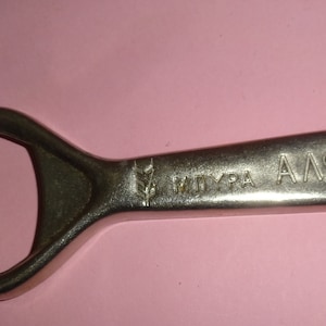 Vtg ALFA BEER BOTTLE Opener Corkscrew Greece 1960&#39;s, Antique Collectible Metal Bottle Opener Corkscrew, Wine Beer Bar Pub Old Bottle Opener
