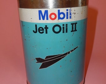 MOBIL ジェットオイル & モービルグリース 2 燃料油缶 米国 1970 年代