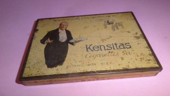 kensitas cigarettes Antique KENSITAS CIGARETTES Tin Metal Cigarette Case Box London 1900's, Old  English Tobacco Smoke Cigar Store Shop Box