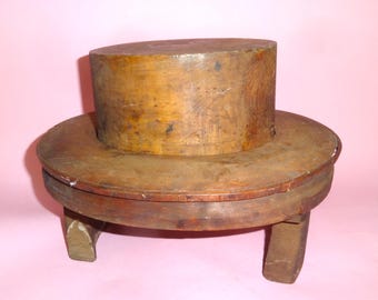 Old WOODEN HAT Mold Blocks 1930&#39;s, Old Millinery Top Hat Topper Hat Cap Mould Blocks, Greek Hatmaking Cap Mold Blocks early 1900&#39;s