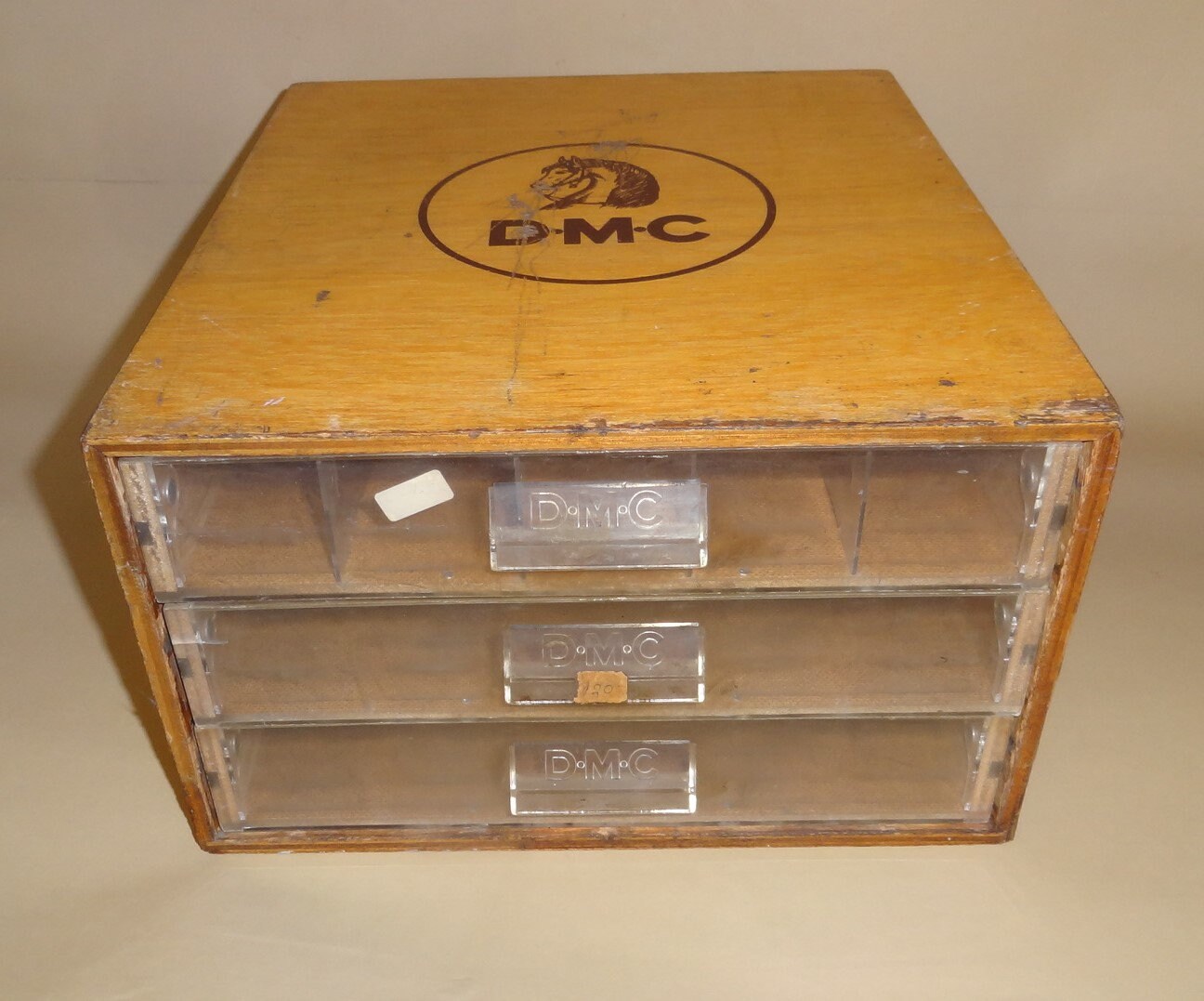 Vtg DMC THREAD Wooden Display Chest W/ Drawers Etsy