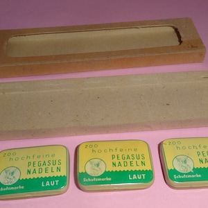 Vtg PEGASUS NADELN LAUT Grammophonnadeln Lot 5 Blechdosen in Pack Deutschland 1950er Jahre, Alte Original Deutsche GrammophonNadeln 1950er Jahre