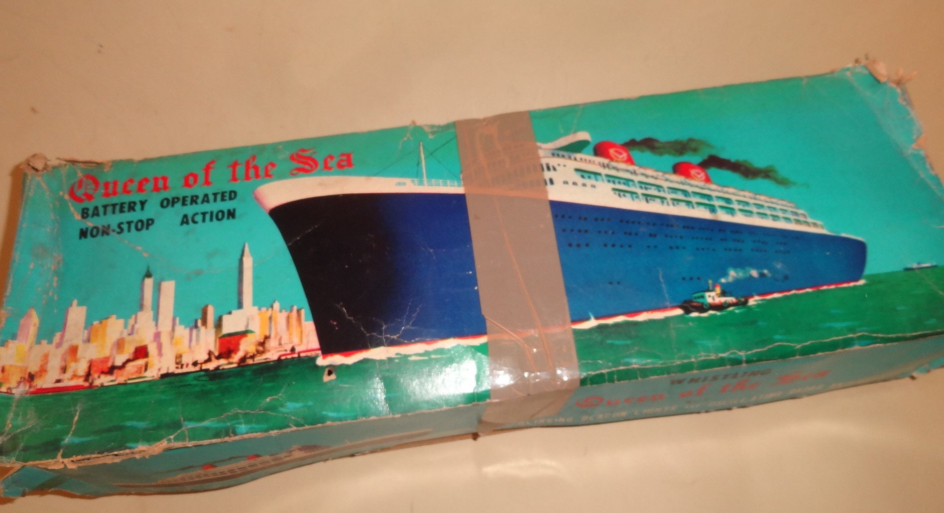 Bateau Jouet TAIYO Boat Queen - Japon 1950s - Tôle Lithographiée - NEUF