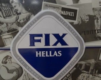 FIX HELLAS BEER Tin Metal Advertising Sign, Greek Fix Beer Collectible Tin Sign, Drinks Beer Distillery Pub Club Cafe Tavern Wall Decor Sign