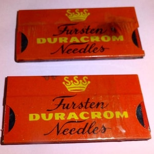 Vtg DEUTSCH FÜRSTEN DURACROM 20 Grammophon Nadeln Zwei versiegelte Packungen 1950er Jahre, Deutschland zwei versiegelte Packungen mit alten seltenen Grammophonnadeln 50er Jahre