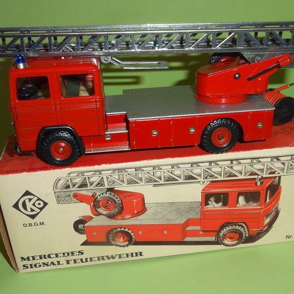 Vtg MERCEDES Cko KELLERMANN FEUERWEHR N. 439 Fire Brigade Truck Toy Boxed W. Germany, Kids Diecast Gift Fire Truck Toy Mint 1970's