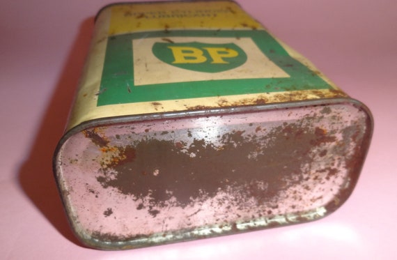 BPモーターオイル缶燃料缶1970年代、古いBP潤滑油自動車エンジンオイル
