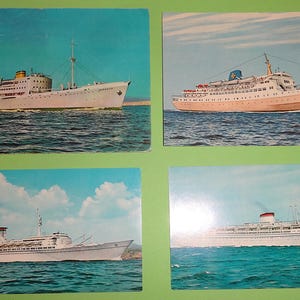 Vtg GREEK Lot 12 POSTCARDS w/ SHIPS Liners Boat Greece circa 1970&#39;s, Greece 12 Rare Postcards w Boats Ships Vessels, Old Ships Liners Greece