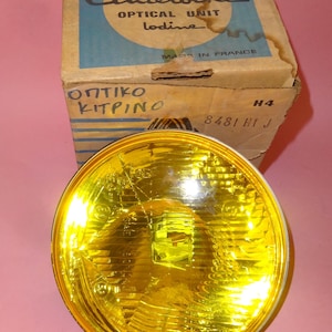 Vtg CLUTEROCHE SAE M80 Dot HEADLIGHT Car Truck Head Lamp in Original Box, Old Cluteroche Vehicle HeadlLamp Made in France Yellow Lamp 6.5&quot;