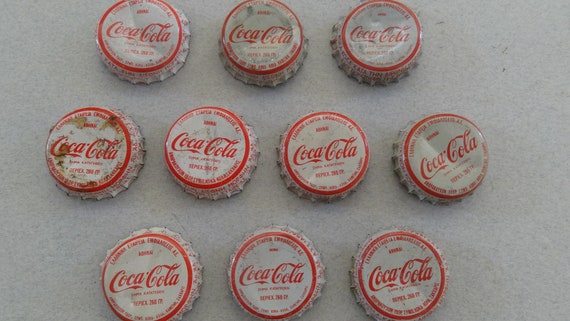 VINTAGE COCA COLA Bottle Caps, Lot 10 Greek Coca Cola Lids, Greek