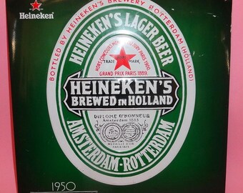 HEINEKEN'S LAGER BEER Tin Metal Advertising Sign, Heineken's Beer