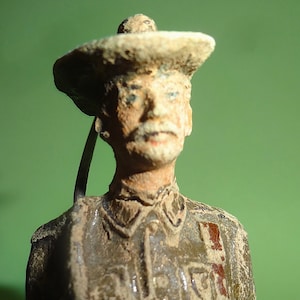 Figurine vintage allemande Pfeiffer des années 1930 représentant un soldat américain, 11 cm, grande figurine en élastomère Lineol Pfeiffer de l'armée, 11 cm