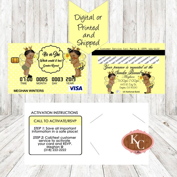 What Will It Be Bumble Bee Gender Reveal Credit Card Etsy