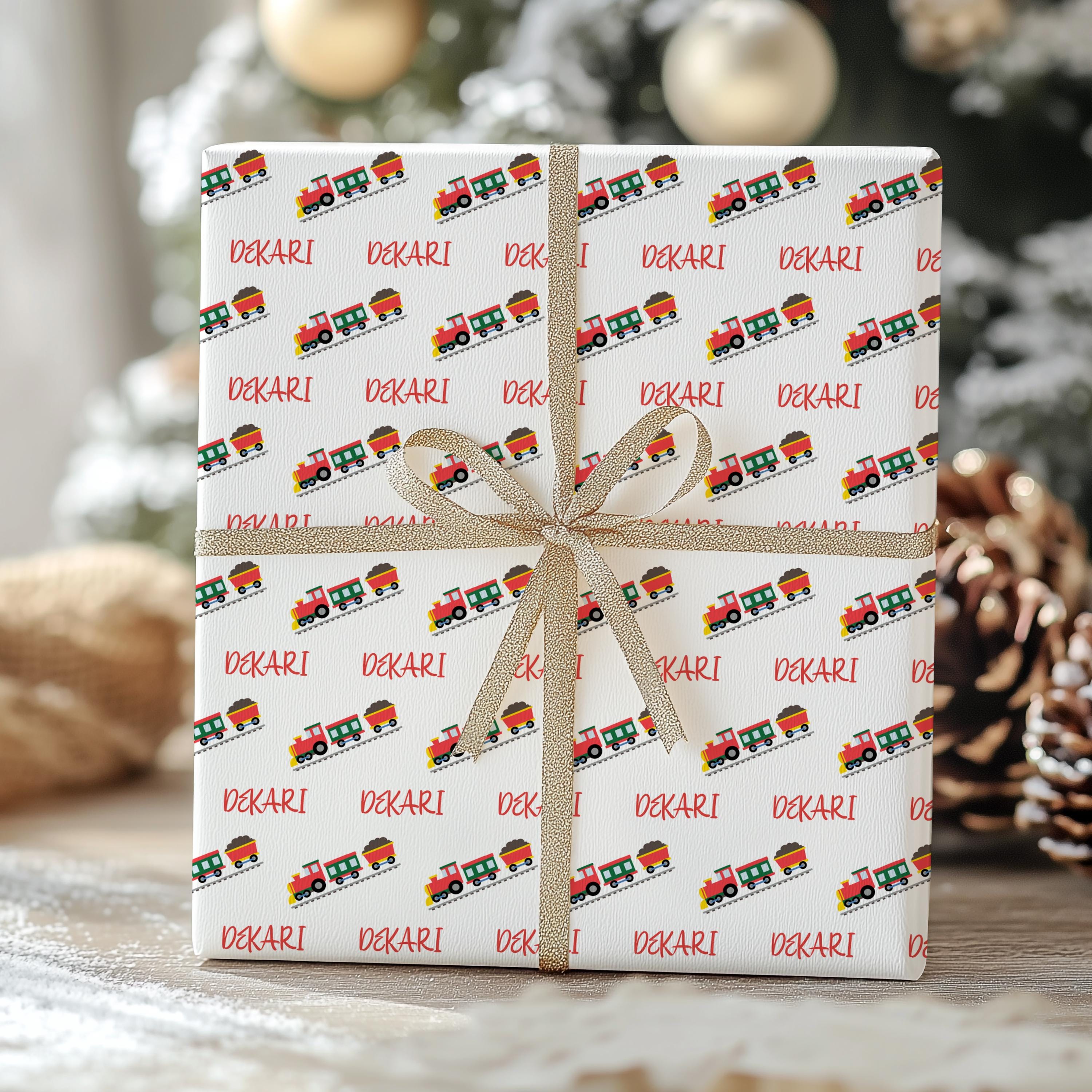 Train personalized Wrapping Paper, Gift Wrapping Paper, Christmas Wrapping Paper, Gingerbread Wrapping Paper, Polar Bear Gift Wrapping Paper