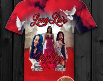 In Loving Memory, Rest In Peace, In Memory Of Shirt, Gone But Not Forgotten, Long Live, RIP Shirt w/ CLOUDS, 3D Shirt, Sublimation Shirt