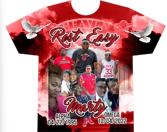 In Loving Memory, Rest in Peace Shirt, All Over 3D Shirt, Custom 3D Shirt, 3D Printing, RIP, Grief Gift, Funeral Shirt, Mourning