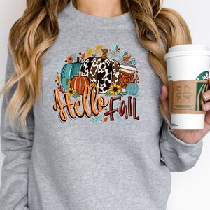 Hello Fall Sweatshirt, Fall Cozy Sweatshirt, Coffee Sweatshirt, Womens Fall Sweaters, Cozy Sweater Weather, Fall Shirts, Womens Fall