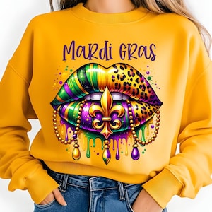 Mardi Gras Lips Sweatshirt, Mardi Gras Shirt, Mardi Gras Sweatshirt, Happy Mardi Gras , NOLA Parade, Carnival, Beads Up, Fat Tuesday