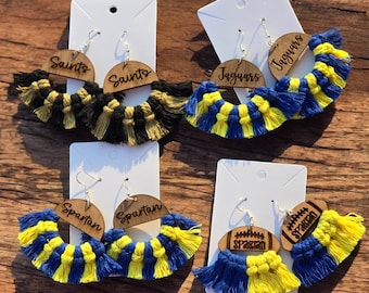 Game Day Earrings, School Pride Accessory, Handmade Dangle Earring, Team Spirit Jewelry, Game Day Fashion, Sporty Chic Earrings, Sports mom