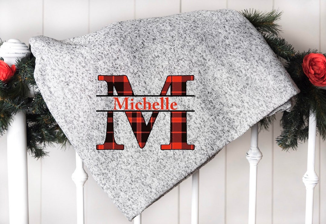 Monogram Blanket Monogrammed Fleece Throw Gift Under 30 Etsy