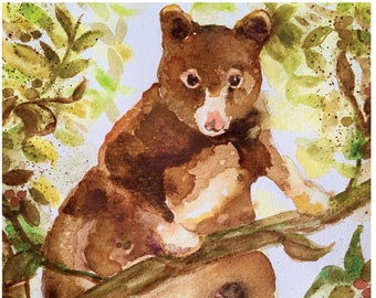 Tree Kangaroo, Art Print, For Children, Watercolor, by Wendra