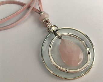 Magnifying Glass Necklace, Magnify Love with Rose Quartz Crystal, Handmade La Loupe By Wendra