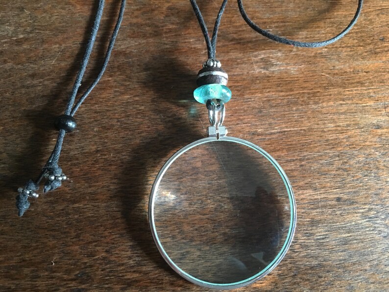 Magnifying Glass Necklaces on Lightweight Cord Vintage Beads Etsy
